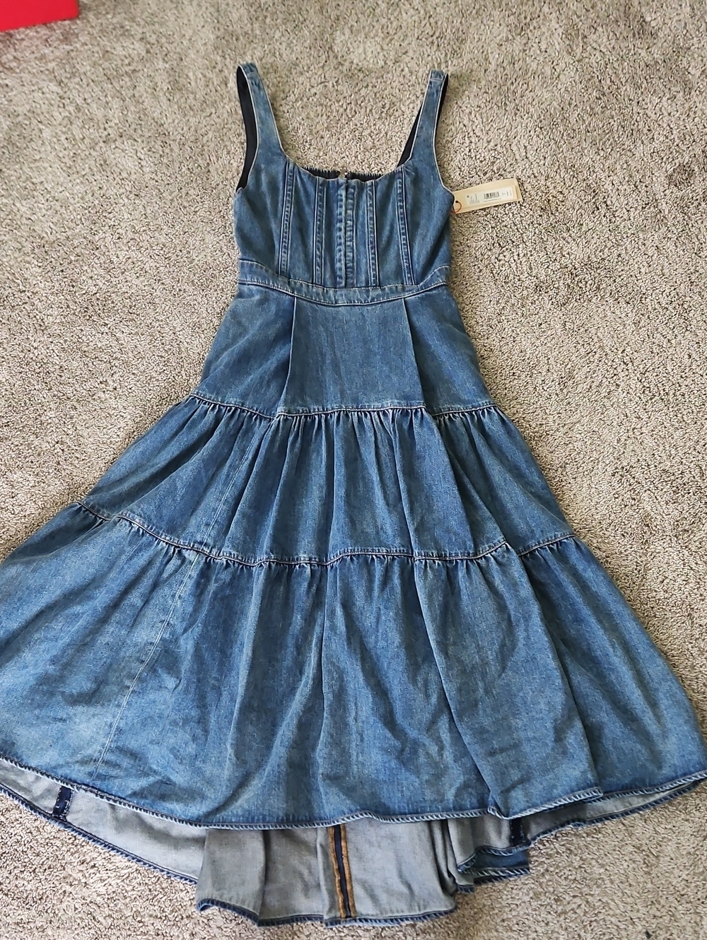 Nwt Alice + Olivia Light Blue Denim Midi Dress 6 - Picture 2 of 15